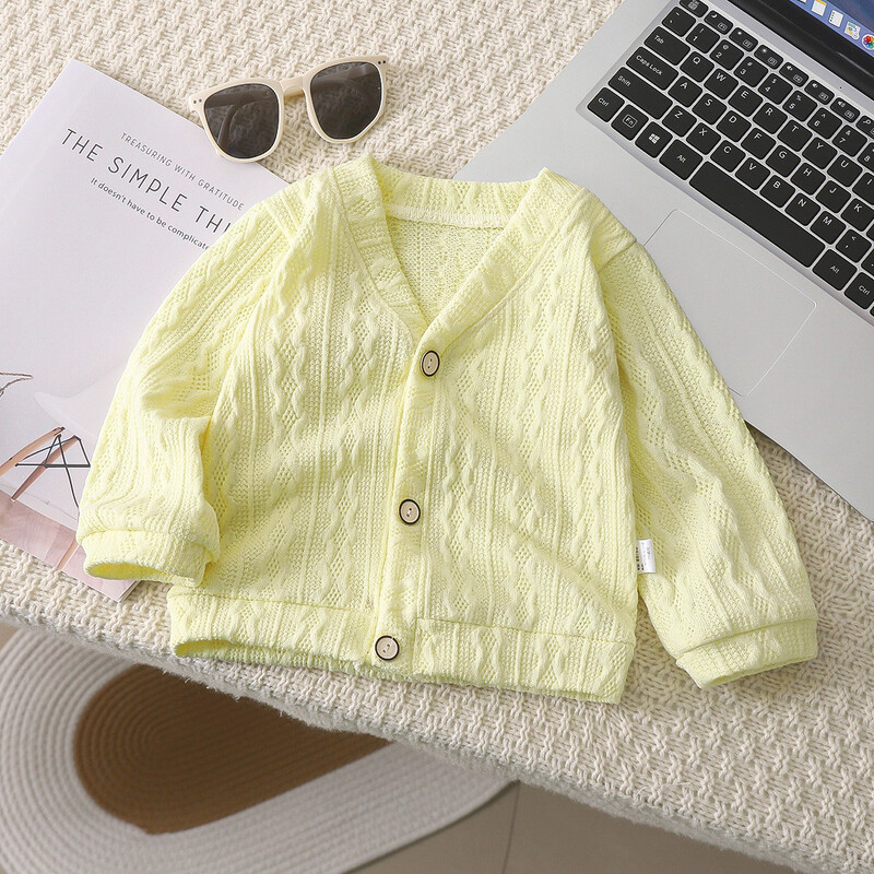 Nou 2024, primăvară, toamnă, fetițe, tricotaj, cardigan pentru copii, cu mânecă lungă, cu decolteu în V, tricotaj solide, haină, haină ocazională