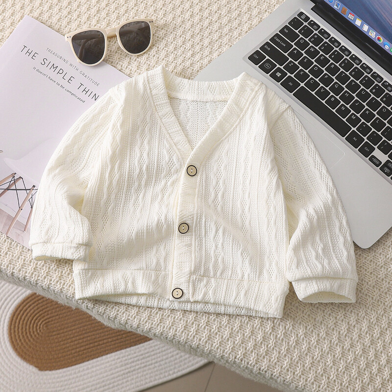 Nou 2024, primăvară, toamnă, fetițe, tricotaj, cardigan pentru copii, cu mânecă lungă, cu decolteu în V, tricotaj solide, haină, haină ocazională