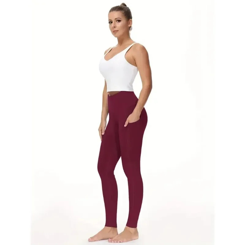 Magas derekú jóga leggings zsebbel női leggings Seamless Fitness magas rugalmas divatos csípőemelő karcsú edzőnadrág