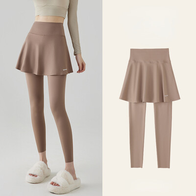 2024 Nou în fustă pantaloni fals două piese femei rechin jambiere populare modelare yoga fitness fără sudură sport jambiere femeie îmbrăcăminte