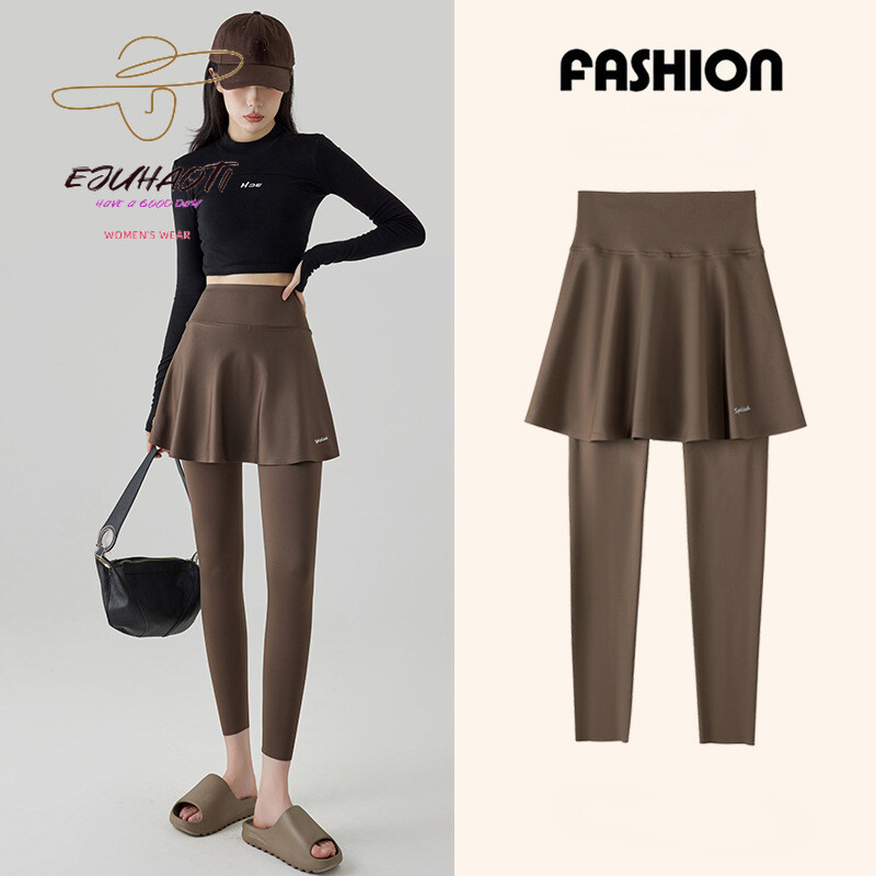 2024 Nou în fustă pantaloni fals două piese femei rechin jambiere populare modelare yoga fitness fără sudură sport jambiere femeie îmbrăcăminte