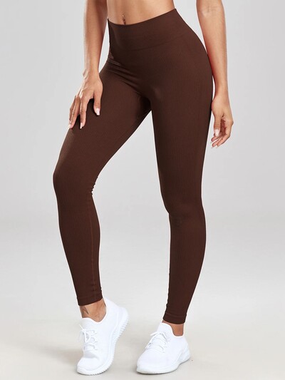 SVOKOR Colanți pentru femei, fără sudură, cu nervuri, colanți sport cu talie înaltă, pantaloni elastici subțiri de fitness, colanți de antrenament pentru ridicarea fundului