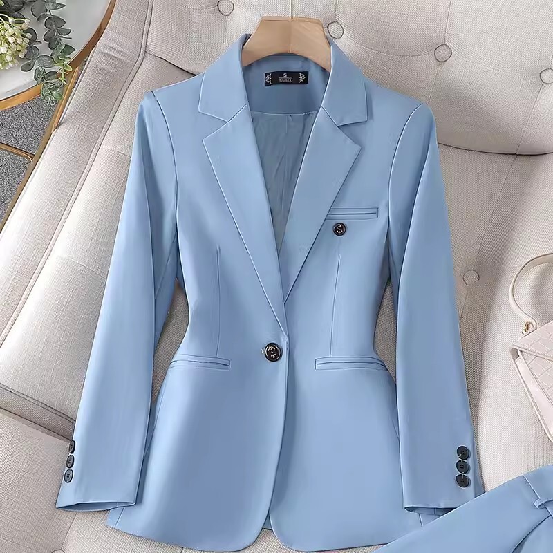 ZJYT Business Chic Costume Blazer Birou Set Pantaloni 2 Piese Ținute Femei Elegante Primăvară Marime Plus Jachetă Un Buton Set Pantaloni