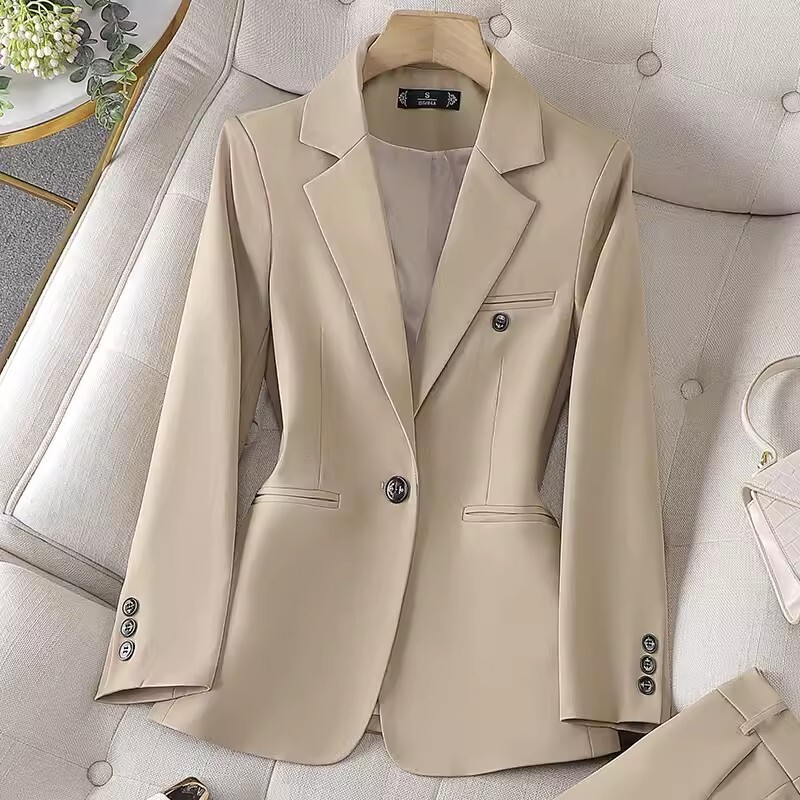 ZJYT Business Chic Costume Blazer Birou Set Pantaloni 2 Piese Ținute Femei Elegante Primăvară Marime Plus Jachetă Un Buton Set Pantaloni