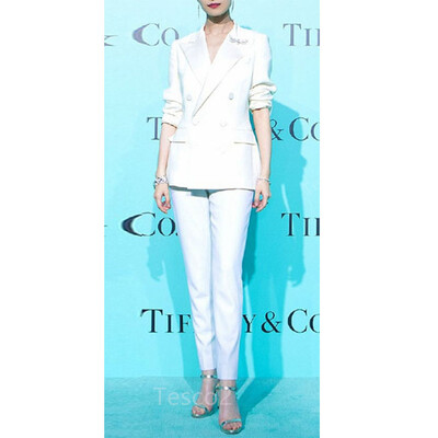 Tesco piros blézer nadrág nőknek Elegáns kétsoros dzseki formális női öltönygarnitúra estélyi vagy esküvői nadrágkosztüm 2 DB