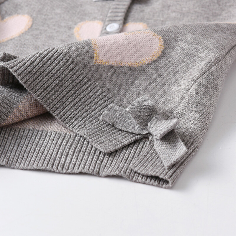 DXTON Toamnă Iarnă Pulovere pentru fete Copii cu mânecă lungă Cardigane tricotate în formă de inimă Pulovere pentru fete Jachetă Îmbrăcăminte exterioară pentru copii