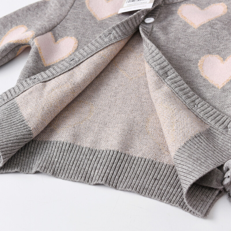 DXTON Toamnă Iarnă Pulovere pentru fete Copii cu mânecă lungă Cardigane tricotate în formă de inimă Pulovere pentru fete Jachetă Îmbrăcăminte exterioară pentru copii