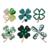 Corsaj de modă cu strasuri, broșe cu trifoi cu patru foi, pentru femei, unisex, accesorii pentru haine, pentru banchet, cadouri zilnice