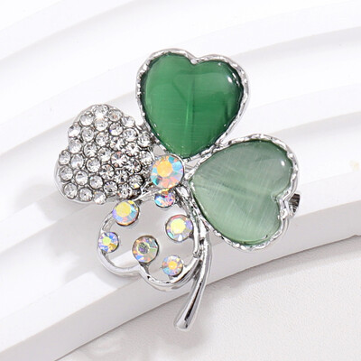 Corsaj de modă cu strasuri, broșe cu trifoi cu patru foi, pentru femei, unisex, accesorii pentru haine, pentru banchet, cadouri zilnice