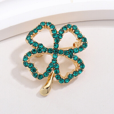 Corsaj de modă cu strasuri, broșe cu trifoi cu patru foi, pentru femei, unisex, accesorii pentru haine, pentru banchet, cadouri zilnice