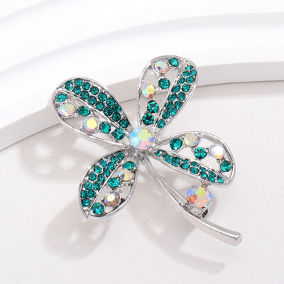 Corsaj de modă cu strasuri, broșe cu trifoi cu patru foi, pentru femei, unisex, accesorii pentru haine, pentru banchet, cadouri zilnice