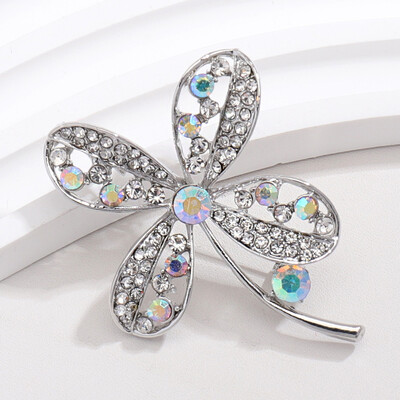 Corsaj de modă cu strasuri, broșe cu trifoi cu patru foi, pentru femei, unisex, accesorii pentru haine, pentru banchet, cadouri zilnice