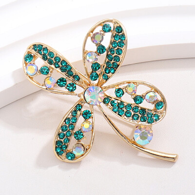 Corsaj de modă cu strasuri, broșe cu trifoi cu patru foi, pentru femei, unisex, accesorii pentru haine, pentru banchet, cadouri zilnice