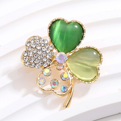 Corsaj de modă cu strasuri, broșe cu trifoi cu patru foi, pentru femei, unisex, accesorii pentru haine, pentru banchet, cadouri zilnice