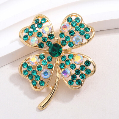 Corsaj de modă cu strasuri, broșe cu trifoi cu patru foi, pentru femei, unisex, accesorii pentru haine, pentru banchet, cadouri zilnice