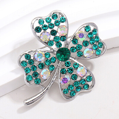 Corsaj de modă cu strasuri, broșe cu trifoi cu patru foi, pentru femei, unisex, accesorii pentru haine, pentru banchet, cadouri zilnice