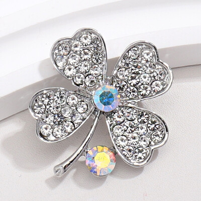 Corsaj de modă cu strasuri, broșe cu trifoi cu patru foi, pentru femei, unisex, accesorii pentru haine, pentru banchet, cadouri zilnice