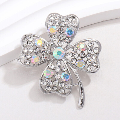 Corsaj de modă cu strasuri, broșe cu trifoi cu patru foi, pentru femei, unisex, accesorii pentru haine, pentru banchet, cadouri zilnice