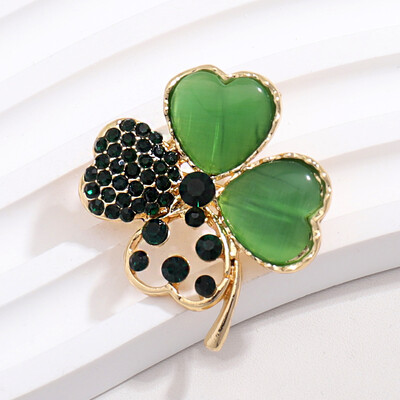 Corsaj de modă cu strasuri, broșe cu trifoi cu patru foi, pentru femei, unisex, accesorii pentru haine, pentru banchet, cadouri zilnice