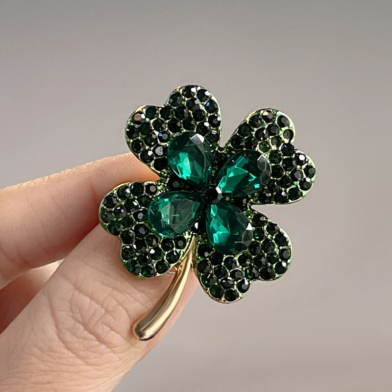 Corsaj de modă cu strasuri, broșe cu trifoi cu patru foi, pentru femei, unisex, accesorii pentru haine, pentru banchet, cadouri zilnice