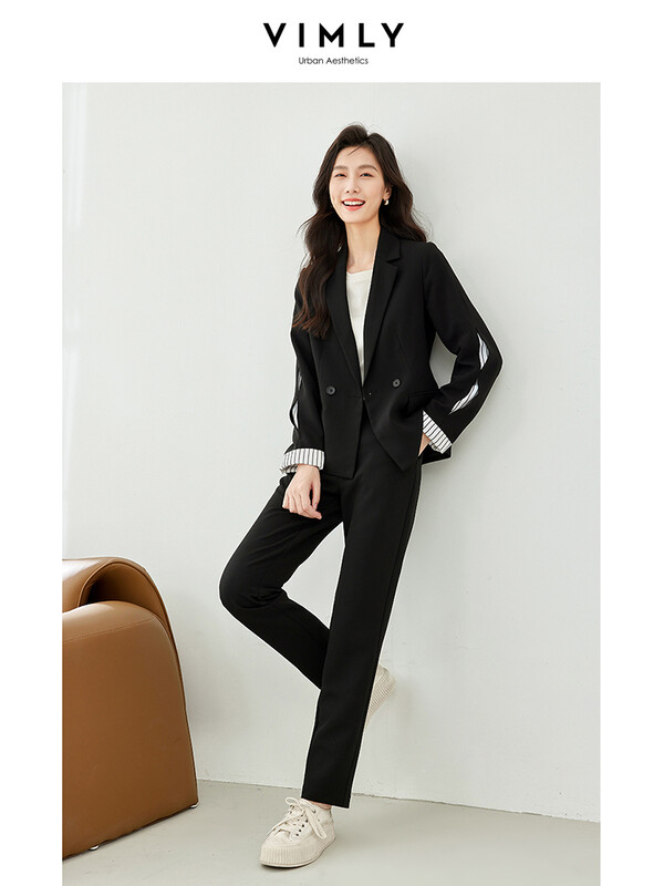 VIMLY Costum Blazer Elegant la Moda Set Două Piese pentru Femei Toamna Birou Doamnă Afaceri Ținute de lucru Îmbrăcăminte Îmbrăcăminte de afaceri