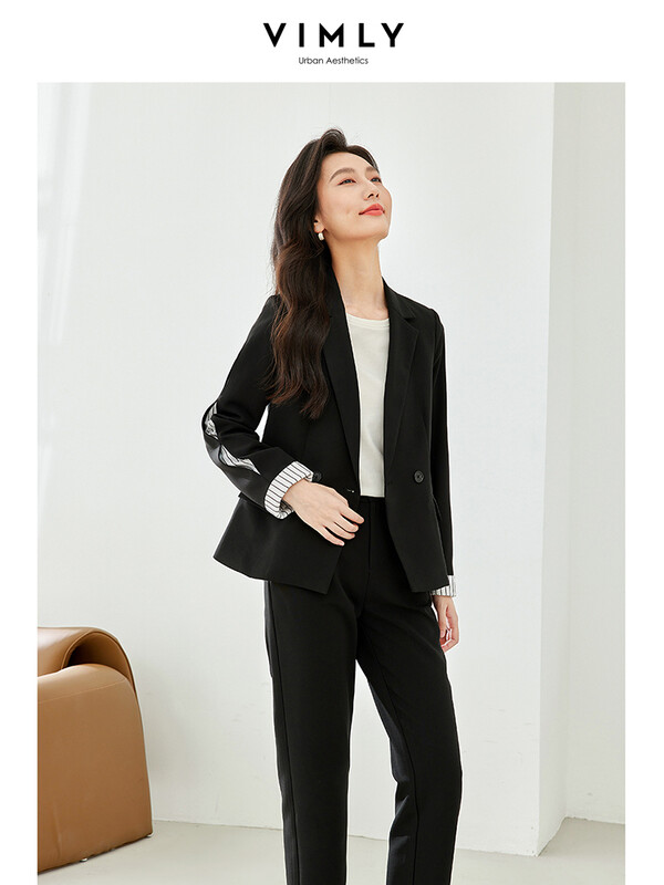 VIMLY Costum Blazer Elegant la Moda Set Două Piese pentru Femei Toamna Birou Doamnă Afaceri Ținute de lucru Îmbrăcăminte Îmbrăcăminte de afaceri