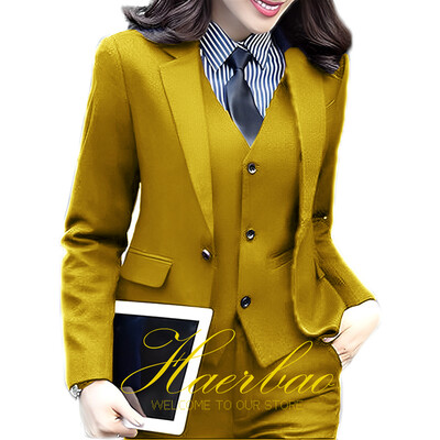 Σετ γυναικεία παντελόνια Επαγγελματικά ενδύματα εργασίας γραφείου Επίσημο σακάκι παντελόνι γιλέκο 3 τεμαχίων σετ προσαρμοσμένου μεγέθους Γυναικεία κοστούμια Blazer