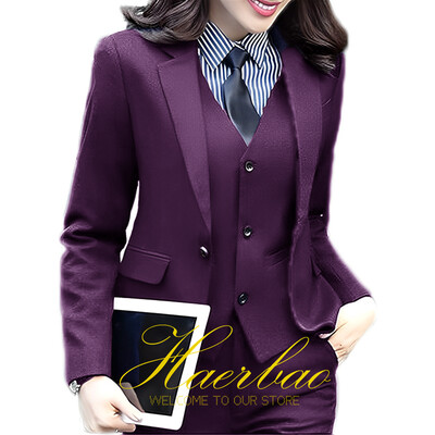 Σετ γυναικεία παντελόνια Επαγγελματικά ενδύματα εργασίας γραφείου Επίσημο σακάκι παντελόνι γιλέκο 3 τεμαχίων σετ προσαρμοσμένου μεγέθους Γυναικεία κοστούμια Blazer