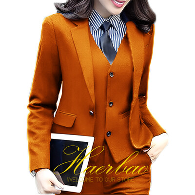 Σετ γυναικεία παντελόνια Επαγγελματικά ενδύματα εργασίας γραφείου Επίσημο σακάκι παντελόνι γιλέκο 3 τεμαχίων σετ προσαρμοσμένου μεγέθους Γυναικεία κοστούμια Blazer