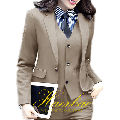 Σετ γυναικεία παντελόνια Επαγγελματικά ενδύματα εργασίας γραφείου Επίσημο σακάκι παντελόνι γιλέκο 3 τεμαχίων σετ προσαρμοσμένου μεγέθους Γυναικεία κοστούμια Blazer