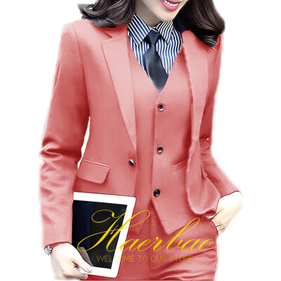 Σετ γυναικεία παντελόνια Επαγγελματικά ενδύματα εργασίας γραφείου Επίσημο σακάκι παντελόνι γιλέκο 3 τεμαχίων σετ προσαρμοσμένου μεγέθους Γυναικεία κοστούμια Blazer