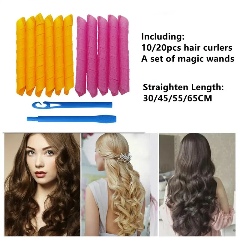 10 buc ondulator de păr fără căldură role de păr pentru dormit moale bucle spirale Lazy Perm curling Rod Wave Formers Instrumente de coafat păr
