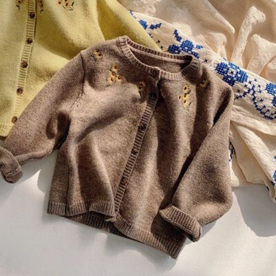 Nou-născut fetiță prințesă broderie florală tricot cardigan sugar copil mic pulover tricot cu mânecă lungă haină haine pentru bebeluși 18M-10Y