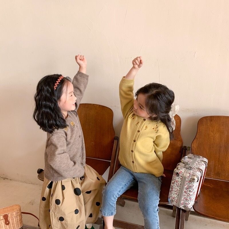 Nou-născut fetiță prințesă broderie florală tricot cardigan sugar copil mic pulover tricot cu mânecă lungă haină haine pentru bebeluși 18M-10Y