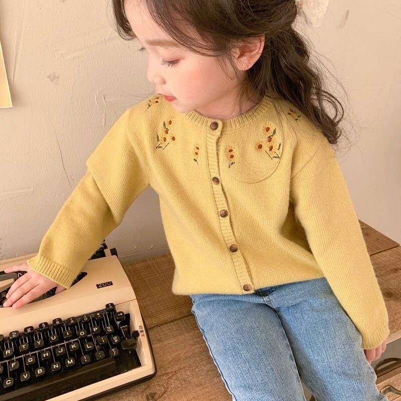 Nou-născut fetiță prințesă broderie florală tricot cardigan sugar copil mic pulover tricot cu mânecă lungă haină haine pentru bebeluși 18M-10Y