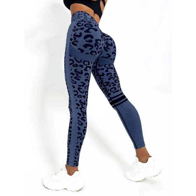 Jambiere leopard fără cusături, jambiere pentru femei cu talie înaltă, fitness, ridicare șold, tricotat, colanți de modă, antrenament de gimnastică, pantaloni subțiri de yoga
