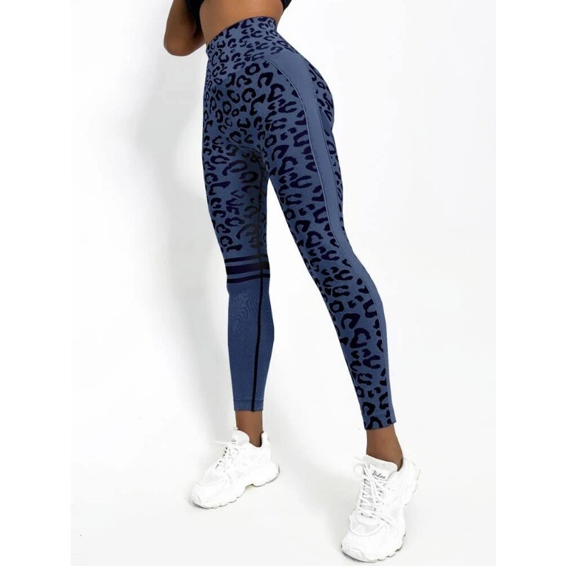 Jambiere leopard fără cusături, jambiere pentru femei cu talie înaltă, fitness, ridicare șold, tricotat, colanți de modă, antrenament de gimnastică, pantaloni subțiri de yoga