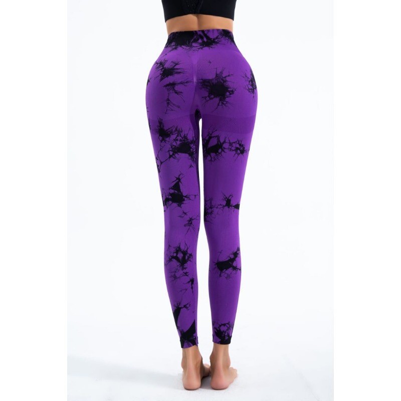 Bezšuvju kaklasaites krāsojami legingi Sieviešu fitnesa jogas legingi ar augstu vidukli Gūžu pacelšana Sporta skriešana Elastīgi, plāni, adīti sporta zāles legingi