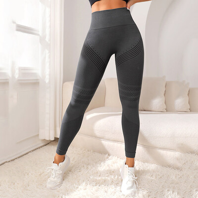 Fitness Femei Sport fără cusături Jambiere cu talie înaltă elastică Solid Yoga Jambiere Sală Jogging Uscare rapidă Push Up Pantaloni subțiri Femei