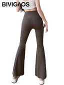 Pantaloni evazați cu rechin BIVIGAOS, pentru femei, primăvară, vară, pantaloni cu potcoavă, cu talie înaltă, subțiri, pentru fitness, pantaloni micro evazați