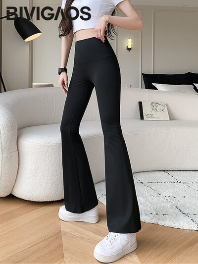 Pantaloni evazați cu rechin BIVIGAOS, pentru femei, primăvară, vară, pantaloni cu potcoavă, cu talie înaltă, subțiri, pentru fitness, pantaloni micro evazați