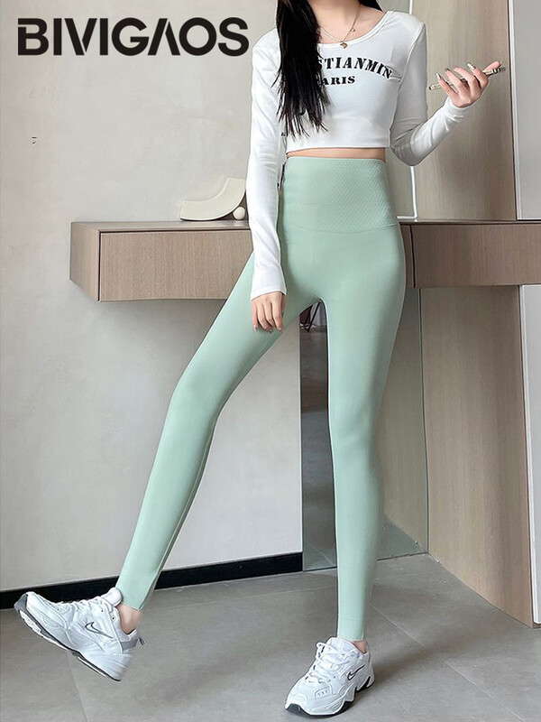 BIVIGAOS šūnveida ar augstu vidukli bezšuvju push-up haizivs legingi Sieviešu pavasaris vasara tievs dibens Lifter Fitness sporta legingi