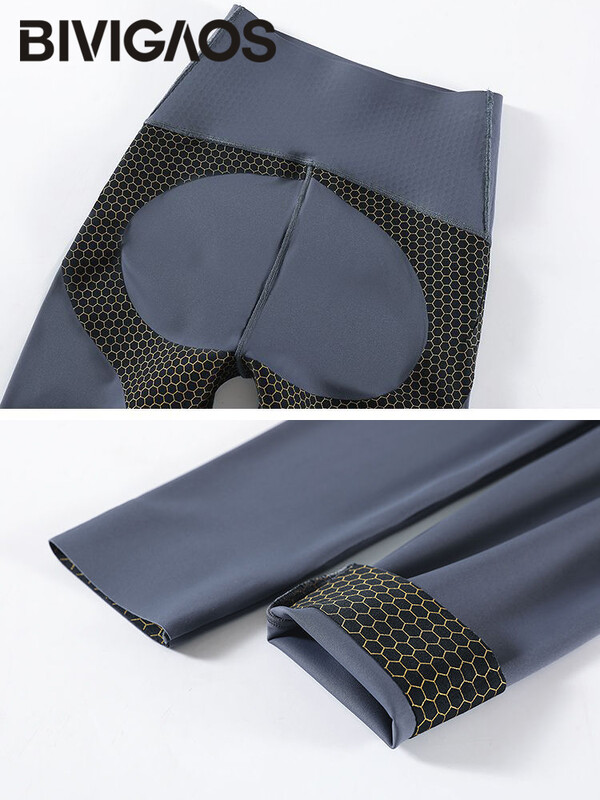BIVIGAOS šūnveida ar augstu vidukli bezšuvju push-up haizivs legingi Sieviešu pavasaris vasara tievs dibens Lifter Fitness sporta legingi