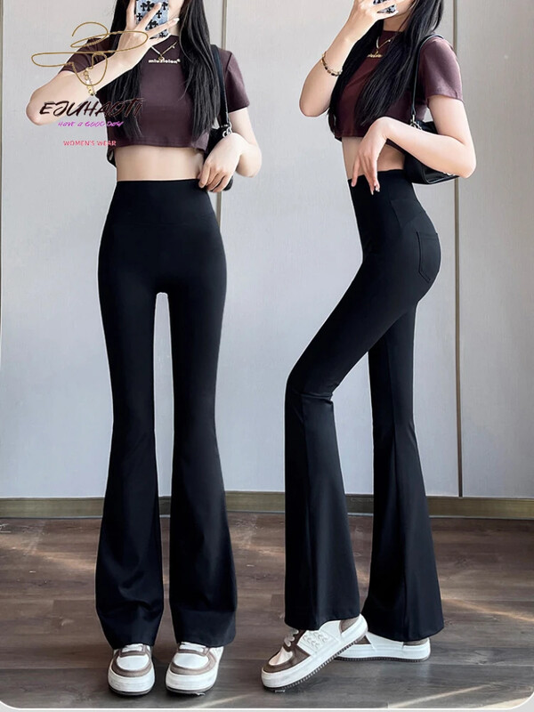 Női leggings mikro kiszélesedő szexi sztreccs cápanadrág nyári magas derék, vékony, emelő fenék has jóga sportnadrágban