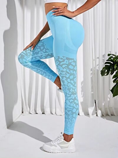Pantaloni de yoga cu plasă fără cusături pentru femei Leggings de fitness respirabili Elasticitate ridicată Leggings sport nuzi fără urme Nou
