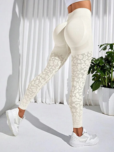 Pantaloni de yoga cu plasă fără cusături pentru femei Leggings de fitness respirabili Elasticitate ridicată Leggings sport nuzi fără urme Nou