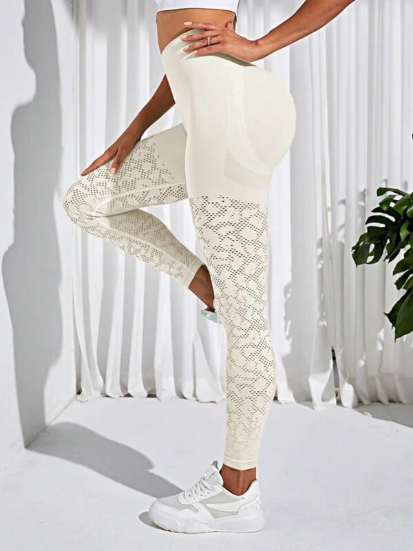 Pantaloni de yoga cu plasă fără cusături pentru femei Leggings de fitness respirabili Elasticitate ridicată Leggings sport nuzi fără urme Nou