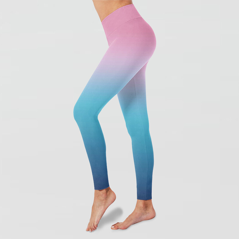 Gradient-fitnesspüksid naistele puusa tõstvad liibuvad kõrge vöökohaga kiiresti kuivavad pikad püksid Jooksuruumi spordipüksid