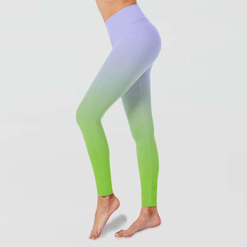 Gradient-fitnesspüksid naistele puusa tõstvad liibuvad kõrge vöökohaga kiiresti kuivavad pikad püksid Jooksuruumi spordipüksid
