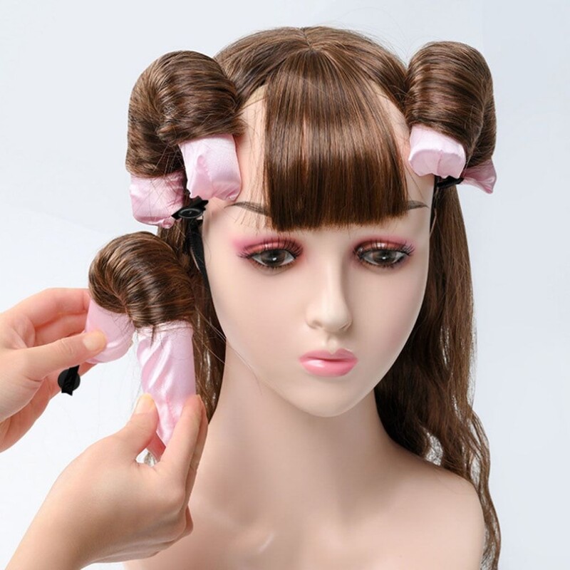 6 DB habos curling Magic Sleep Heatless hajsütő pálca gombos göndörítő hordóval Lazy curling pálca Big Wave hajformázó